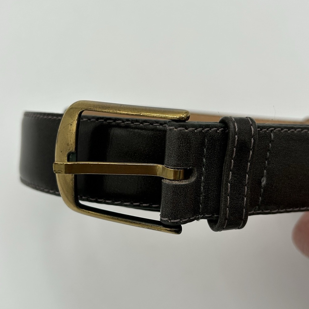MEN'S L'AIGLON DARK BROWN DRESS CASUAL FULL GRAIN LEATHER BELT SIZE 36 HAITI - Picture 4 of 8